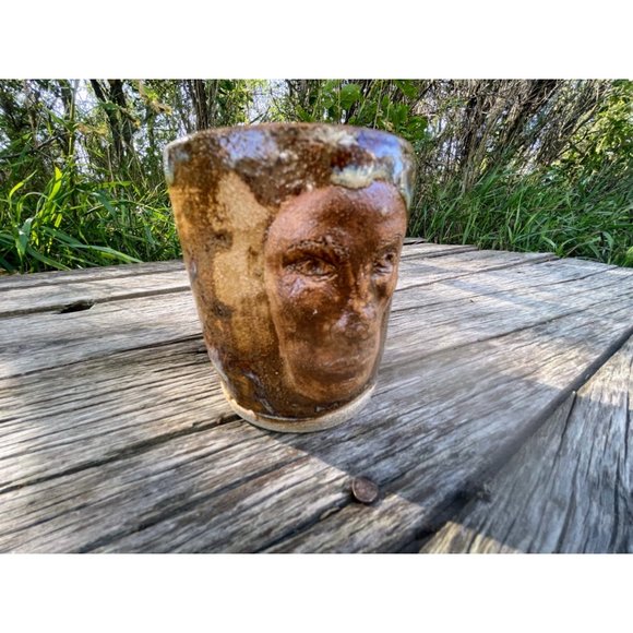 Vintage Creepy Man Face Art Pottery Coffee/tea mug cup - Picture 13 of 14